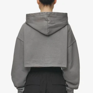 Mina Super Cropped Hoodie Washed Deep Grey-1
