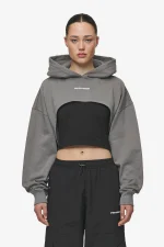 Mina Super Cropped Hoodie Washed Deep Grey