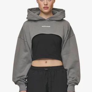 Mina Super Cropped Hoodie Washed Deep Grey