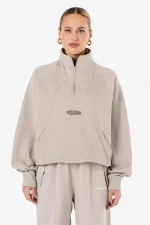 Norma Oversized Halfzip Sweater Washed Dark Stone