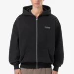 Peador Clinton Oversized Washed Black Sweat Jacket