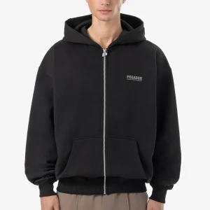 Peador Clinton Oversized Washed Black Sweat Jacket