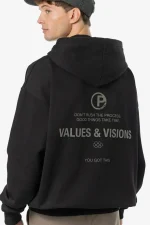 Peador Clinton Oversized Washed Black Sweat Jacket