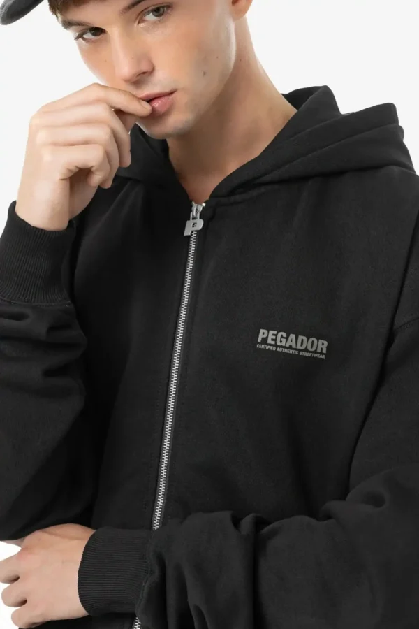 Peador Clinton Oversized Washed Black Sweat Jacket