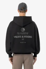 Peador Clinton Oversized Washed Black Sweat Jacket