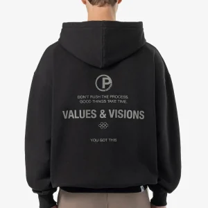 Peador Clinton Oversized Washed Black Sweat Jacket