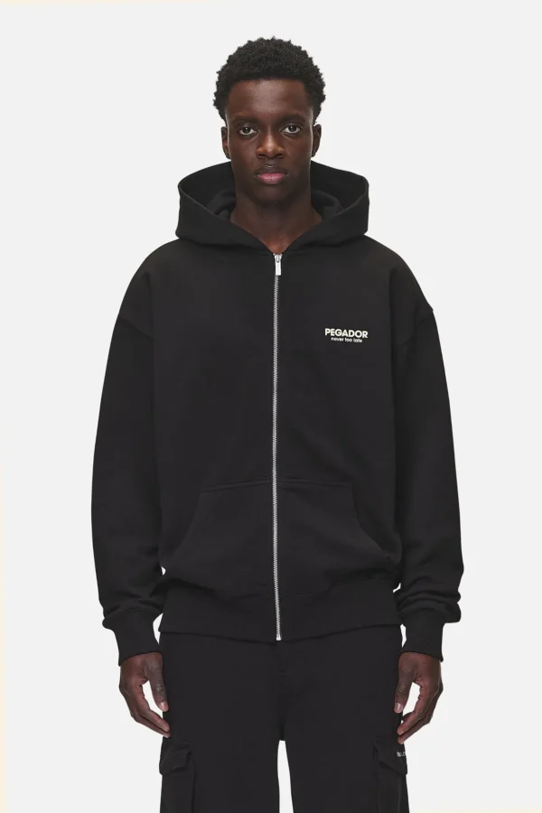 Pegador Alchar Oversized Washed Black Sweat Jacket
