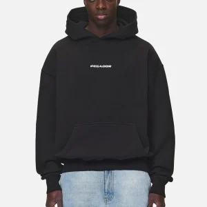 Pegador Colne Logo Oversized Washed Black Hoodie