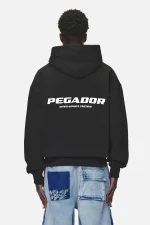 Pegador Colne Logo Oversized Washed Black Hoodie