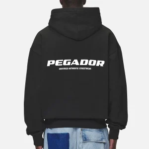 Pegador Colne Logo Oversized Washed Black Hoodie