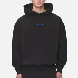 Pegador Colne Logo Oversized Washed Black Retro Blue Hoodie