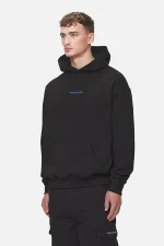 Pegador Colne Logo Oversized Washed Black Retro Blue Hoodie
