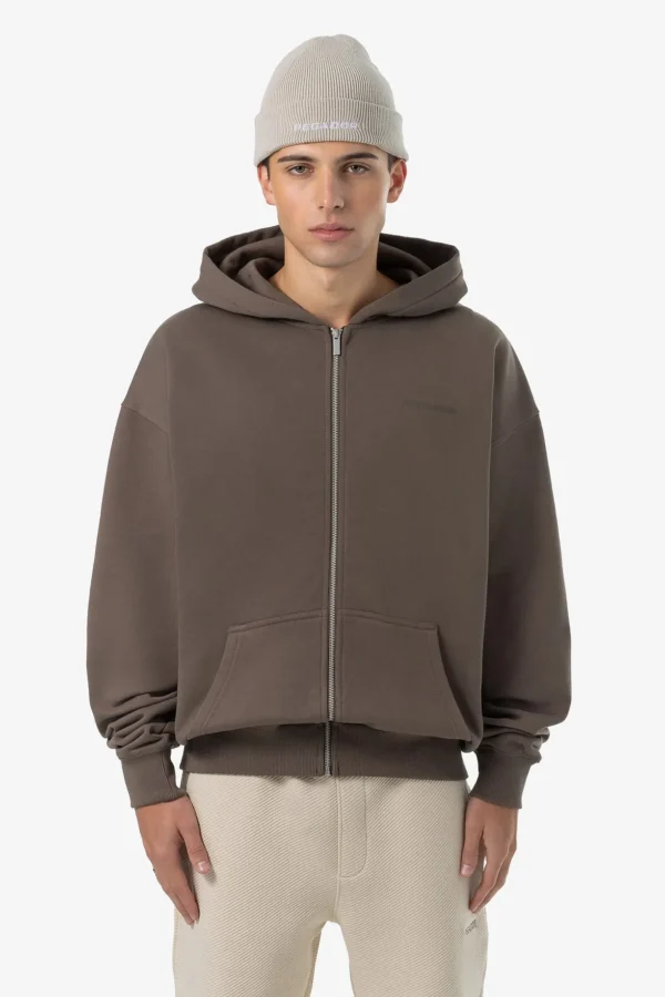 Pegador Colne Logo Oversized Washed Dust Brown Sweat Jacket