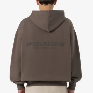 Pegador Colne Logo Oversized Washed Dust Brown Sweat Jacket