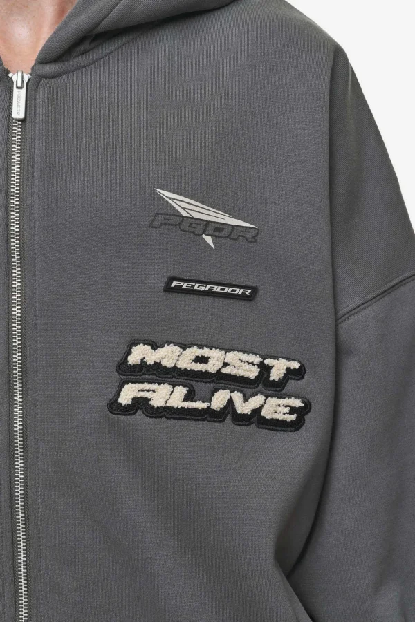 Pegador Hogan Boxy Washed Anthracite Sweat Jacket
