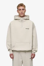 Pegador Logo Oversized Halfzip Washed Light Beige Hoodie