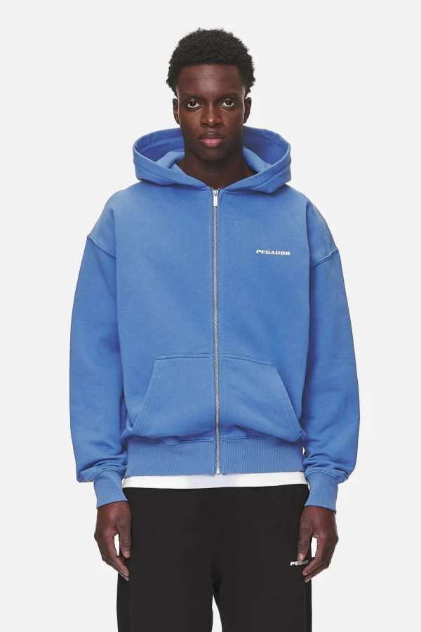 Pegador Logo Oversized Washed Retro Blue White Gum Sweat Jacket