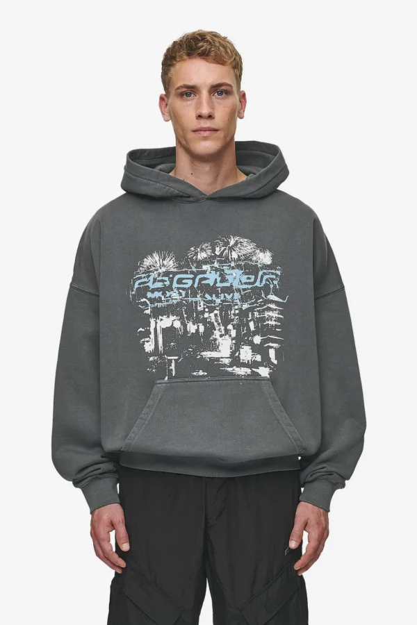 Pegador Macon Boxy Washed Anthracite Hoodie