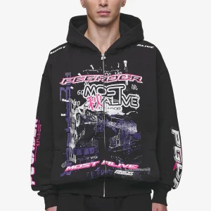 Pegador Saxon Oversized Washed Black Sweat Jacket