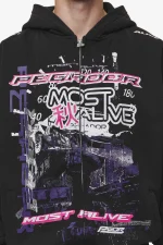 Pegador Saxon Oversized Washed Black Sweat Jacket