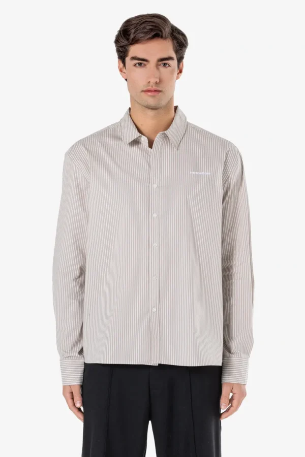Raton Oversized Longsleeve Shirt Dark Stone Warm White