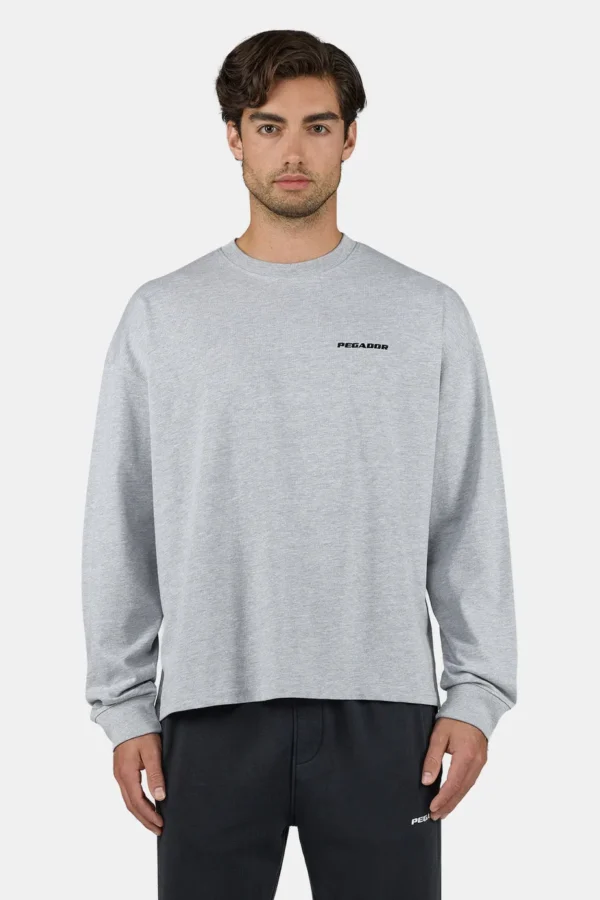 Rusk Logo Oversized Longsleeve Heather Grey Black