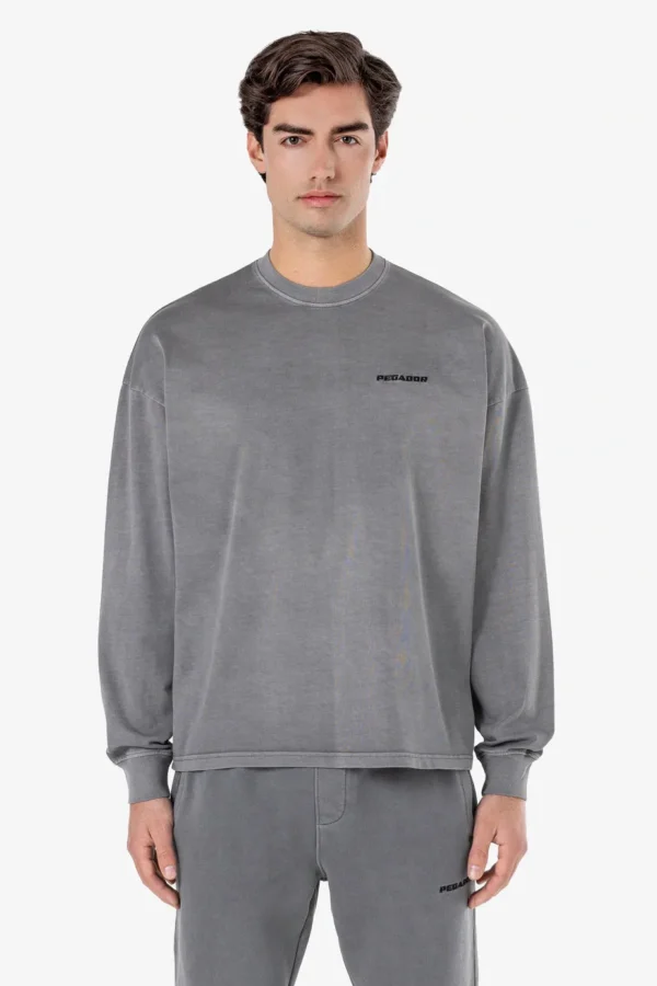 Rusk Logo Oversized Longsleeve Vintage Grey Black