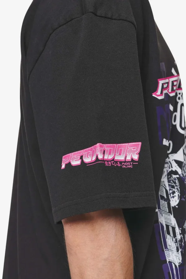 Saxon Oversized Tee Washed Black-3