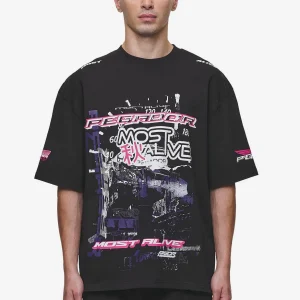 Saxon Oversized Tee Washed Black