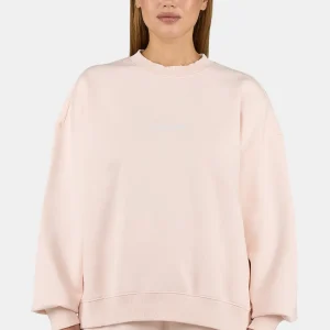Sela Oversized Sweater Washed Dusty Rose White