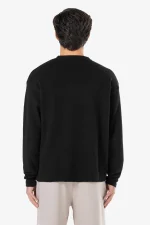 Signar Oversized Waffle Longsleeve Washed Black White-2
