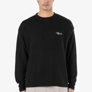 Signar Oversized Waffle Longsleeve Washed Black White