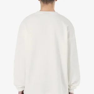 Signar Oversized Waffle Longsleeve Washed Warm White Black-1