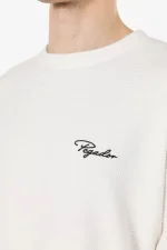 Signar Oversized Waffle Longsleeve Washed Warm White Black-2