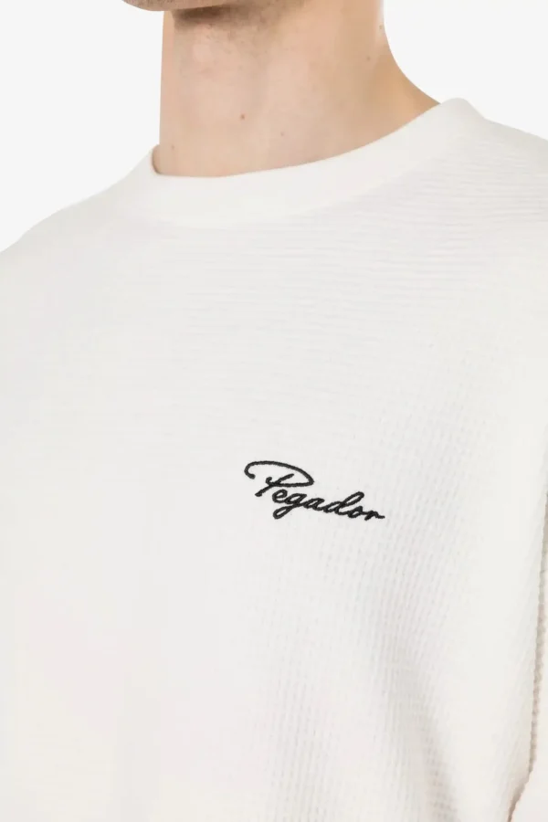 Signar Oversized Waffle Longsleeve Washed Warm White Black-2