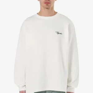 Signar Oversized Waffle Longsleeve Washed Warm White Black