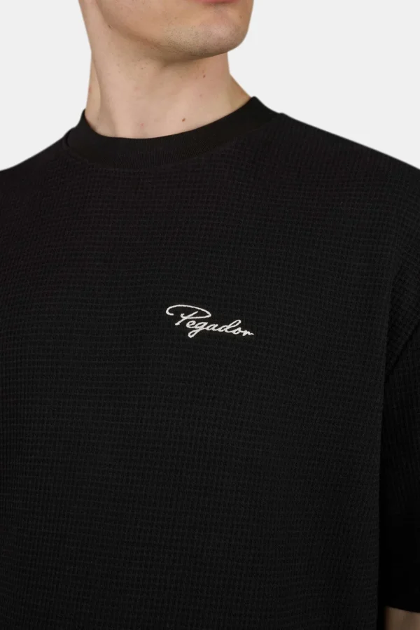 Signar Oversized Waffle Tee Washed Black Unbleached-2
