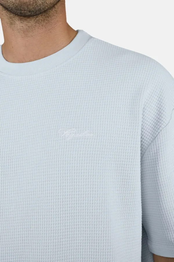 Signar Oversized Waffle Tee Washed Dream Blue White-1