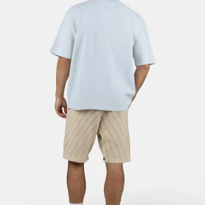 Signar Oversized Waffle Tee Washed Dream Blue White-2