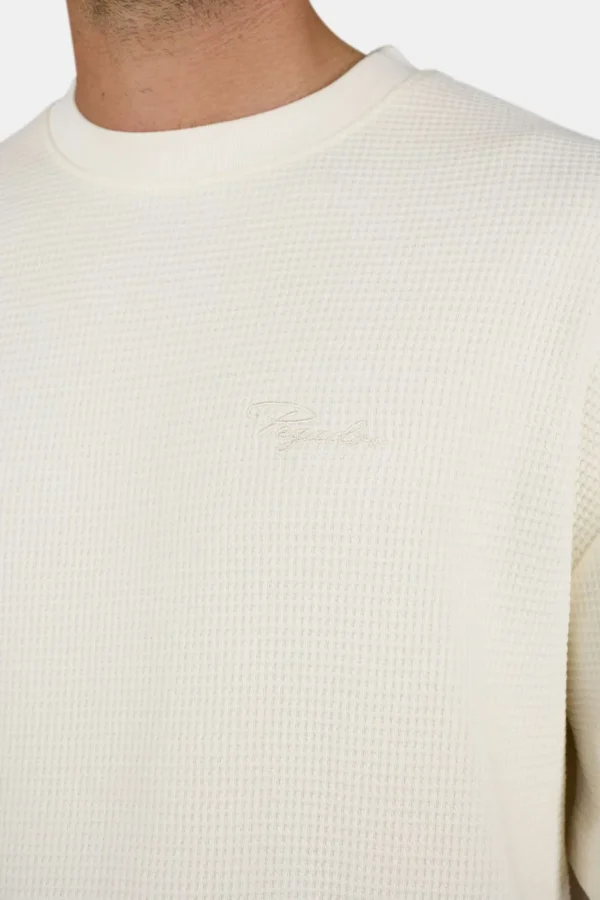 Signar Oversized Waffle Tee Washed Unbleached Light Beige-2