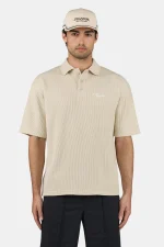 Signar Rib Polo Tee Washed Light Beige Unbleached