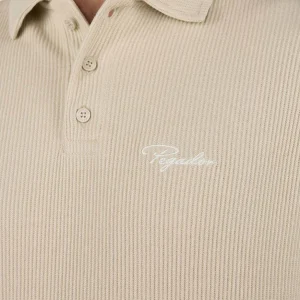 Signar Rib Polo Tee Washed Light Beige Unbleached-2
