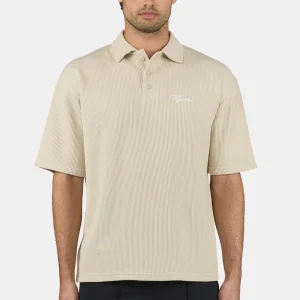 Signar Rib Polo Tee Washed Light Beige Unbleached