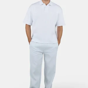 Signar Rib Polo Tee White Unbleached