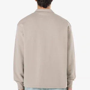 Signar Terry Polo Zip Longsleeve Washed Dark Stone Black-1