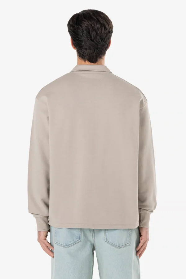 Signar Terry Polo Zip Longsleeve Washed Dark Stone Black-1