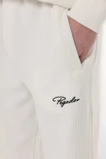 Signar Wide Rib Pants Washed Warm White Black-2