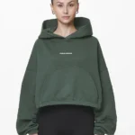 Skei Logo Oversized Cropped Hoodie Washed Sage Green