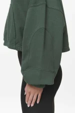 Skei Logo Oversized Cropped Hoodie Washed Sage Green-2