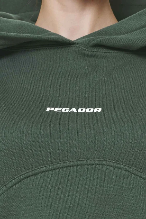 Skei Logo Oversized Cropped Hoodie Washed Sage Green-3